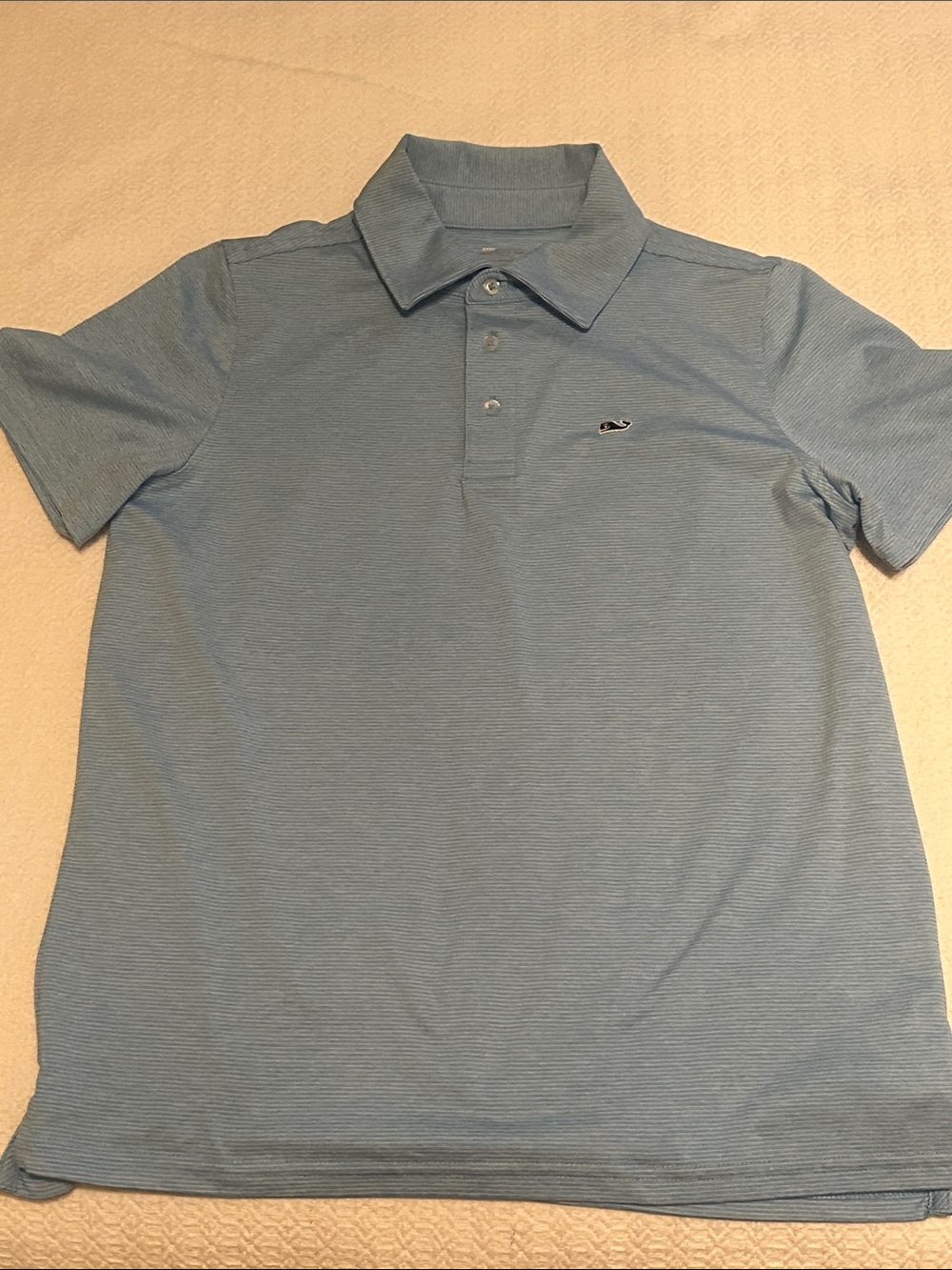 Vineyard Vines boys Heather Sky Blue Polo with Whale Logo